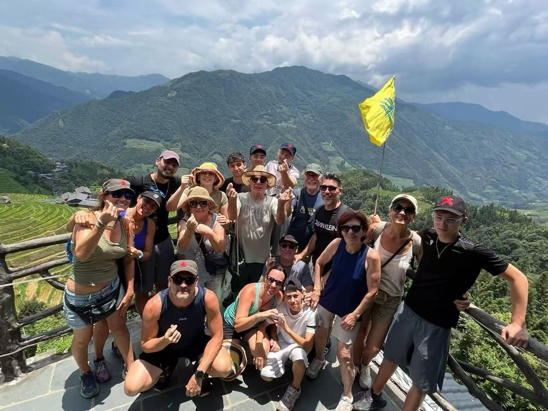 Longji terraces viewpoint, Longji, Guilin · DE tour group