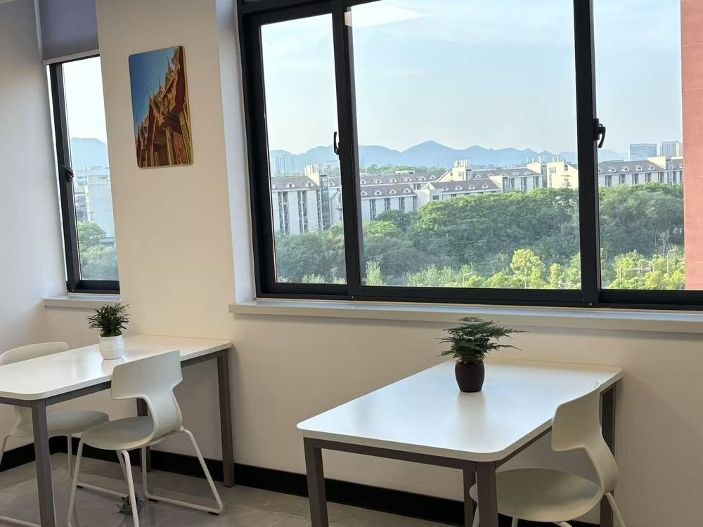 Dining area with mountain view